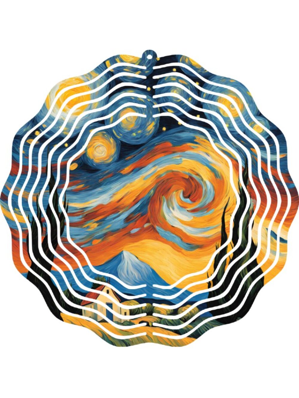 Starry Night Wind Spinner 10" Metal 3D Yard Art Sky Stars Outdoor Garden Decor